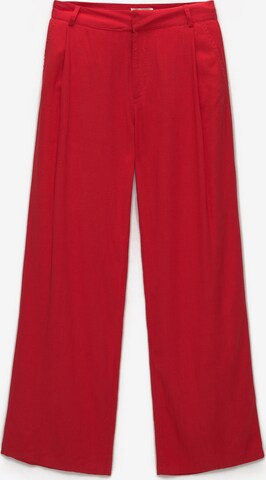 Pull&Bear Pleat-front trousers in Red: front