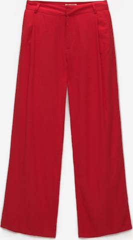 Pull&Bear Wide Leg Plissert bukse i rød: forside
