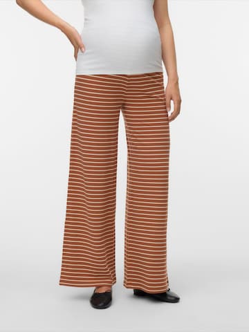 MAMALICIOUS Široke hlačnice Hlače 'MLAMILA' | rjava barva: sprednja stran