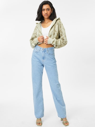 Calvin Klein Jeans Zip-Up Hoodie in Beige