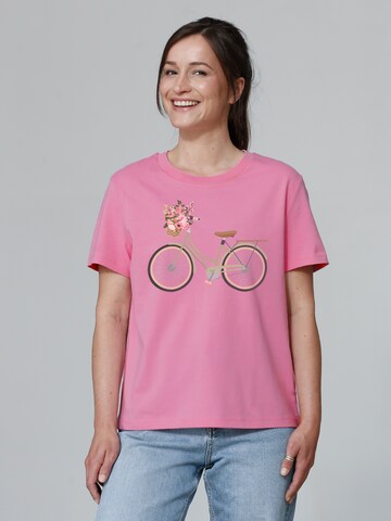 Maglietta 'Damenfahrrad' di Watapparel in rosa: frontale