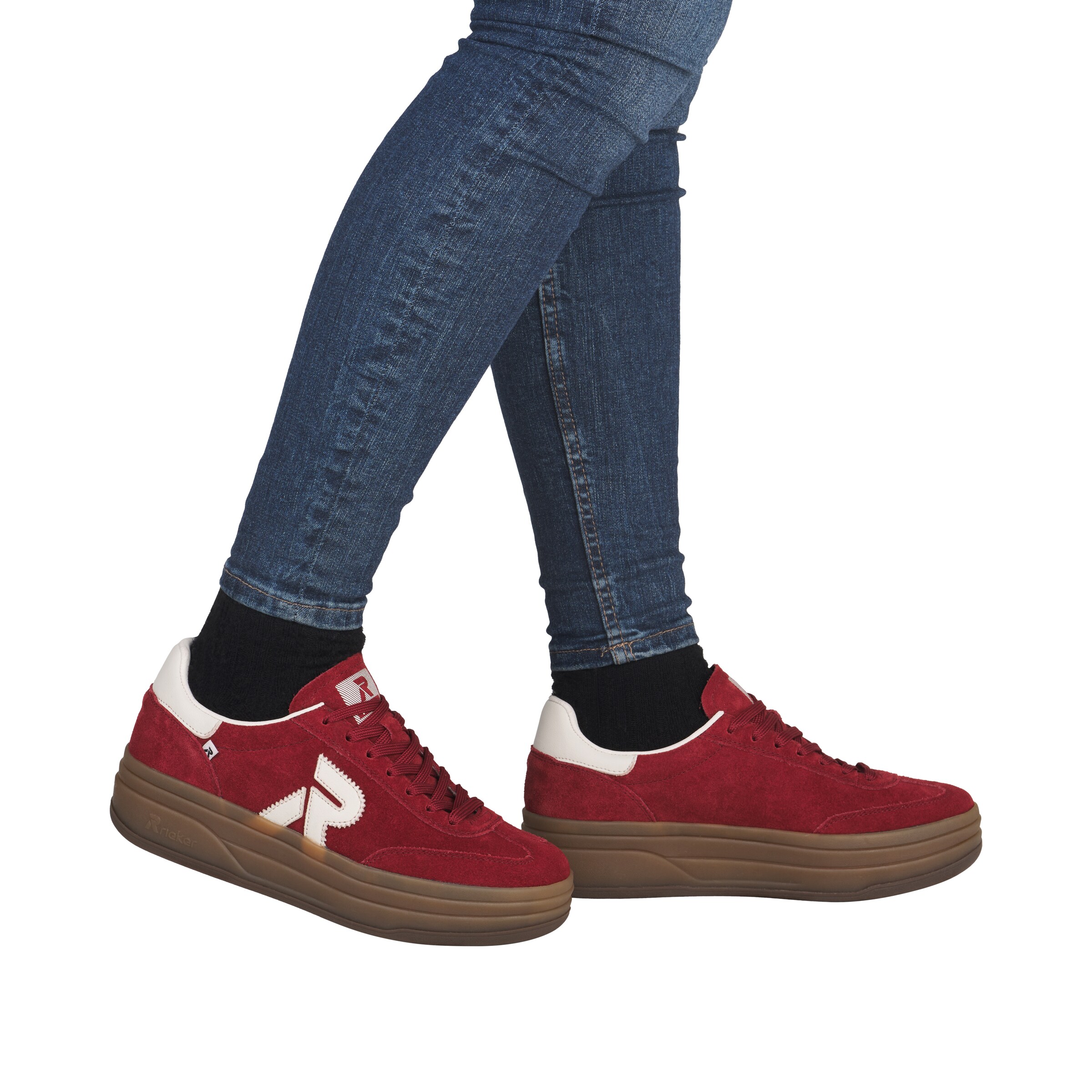 Baskets basses Rieker en rouge