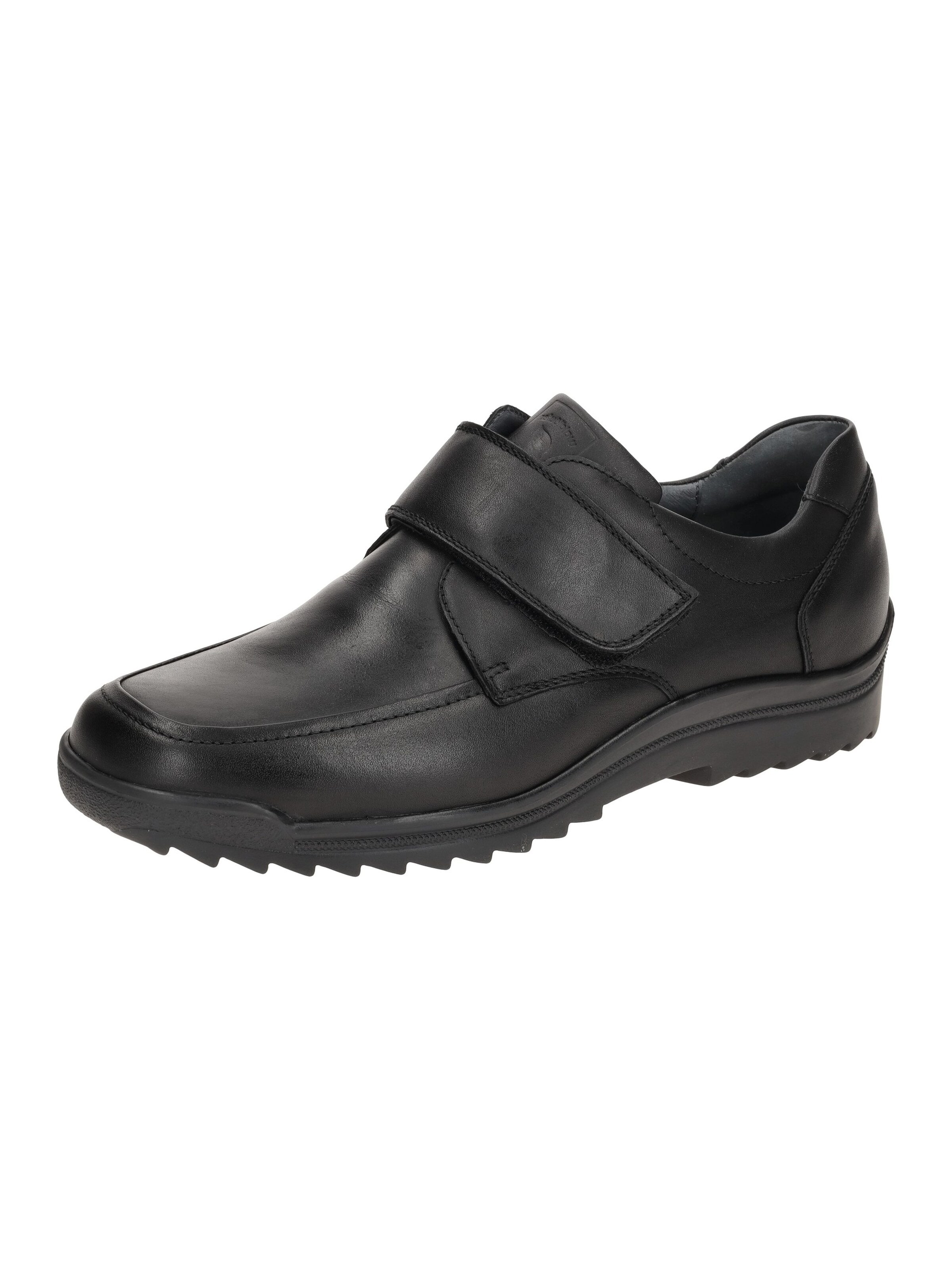 WALDLÄUFER Slippers 'Waldläufer Kai Schuhe Herren schwarz K-Weite Klett 613300' in Black: front