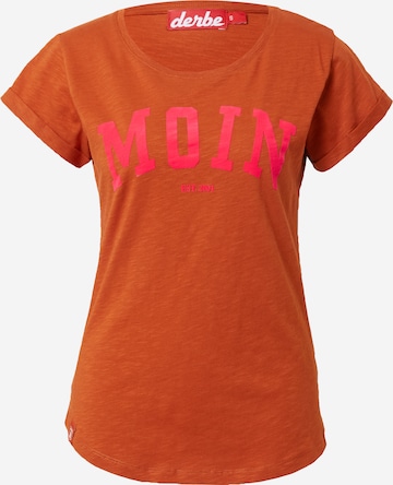 Derbe T-Shirt 'Moin' in Braun: predná strana