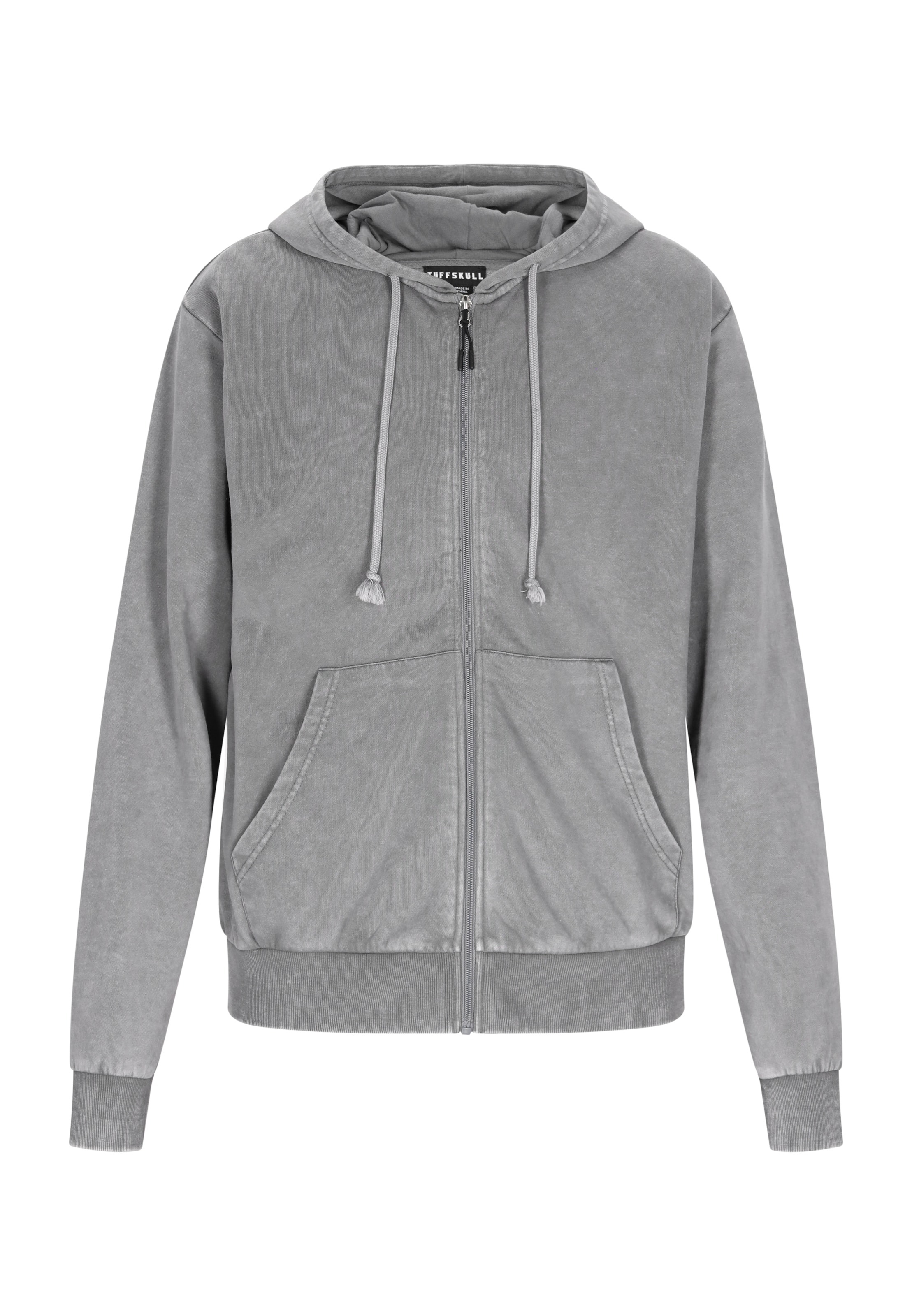 TUFFSKULL - Casaco em moletão 'Back To School' em cinzento: frente