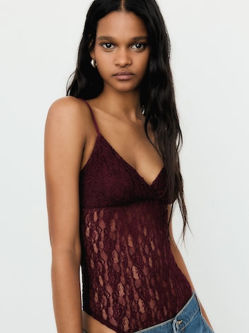 Bershka Bodi majica | rdeča barva: sprednja stran