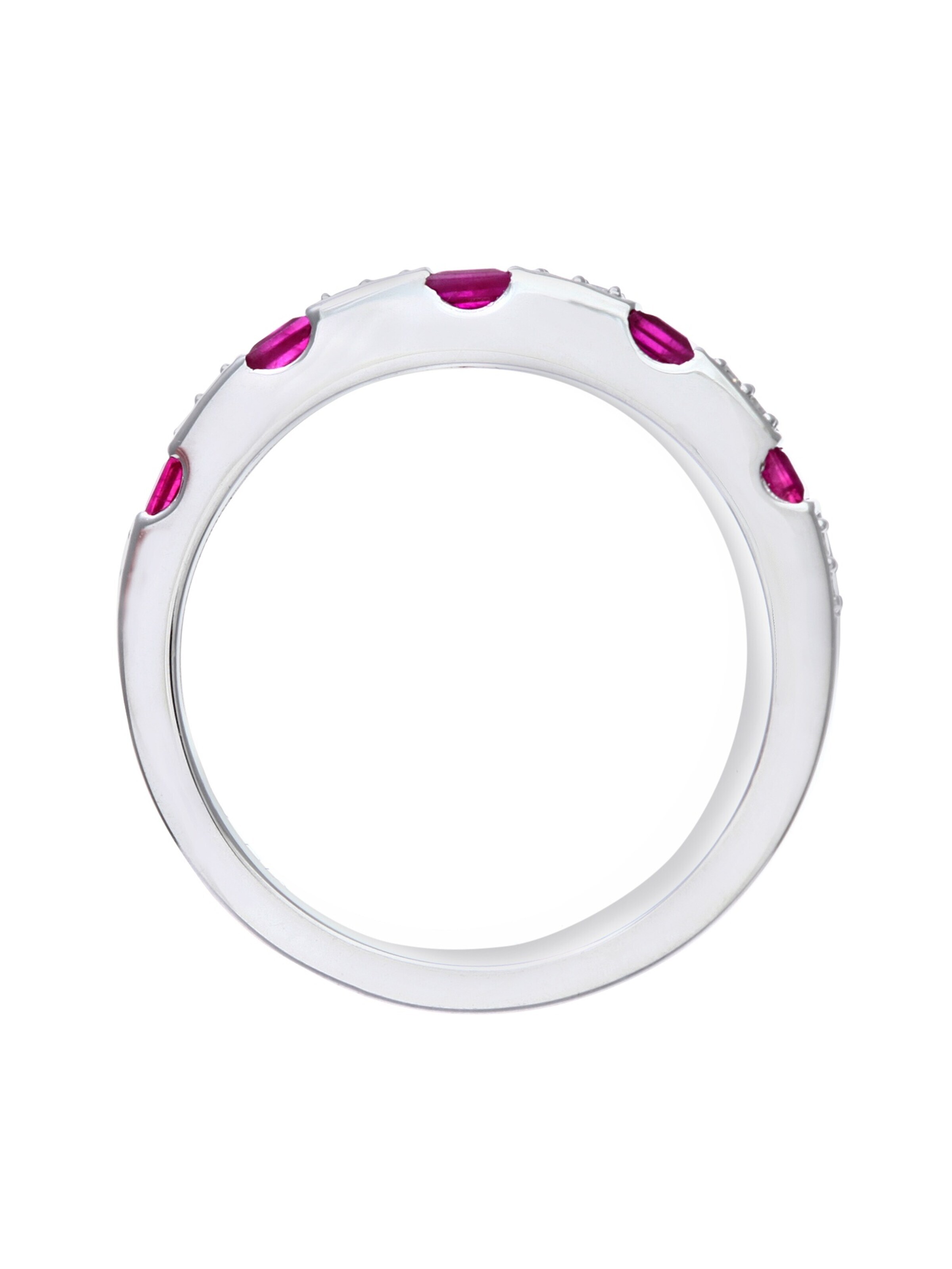 DIAMANT LETERNEL Ring 'Eternity-Ring aus 375 Weißgold mit Diamant mit Rubin' in Silver