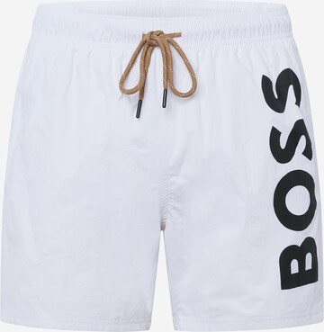 BOSS Badshorts 'Octopus' i vit: framsida