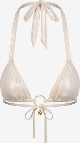 Moda Minx Bikinitop 'Mykonos Pendant Hoop Triangle' in Beige: voorkant