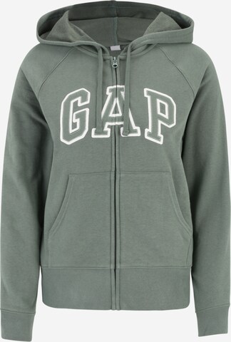 Gap Petite Zip-Up Hoodie 'HERITAGE' in Green: front