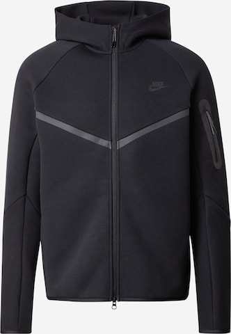 Veste de survêtement 'Tech Fleece' Nike Sportswear en noir : devant
