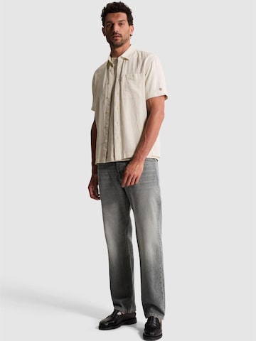 CAST IRON Regular fit Skjorta 'Shirt with short sleeves in cotton/linen twill' i grå