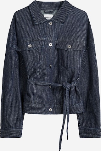 BershkaPrijelazna jakna - plava boja: prednji dio