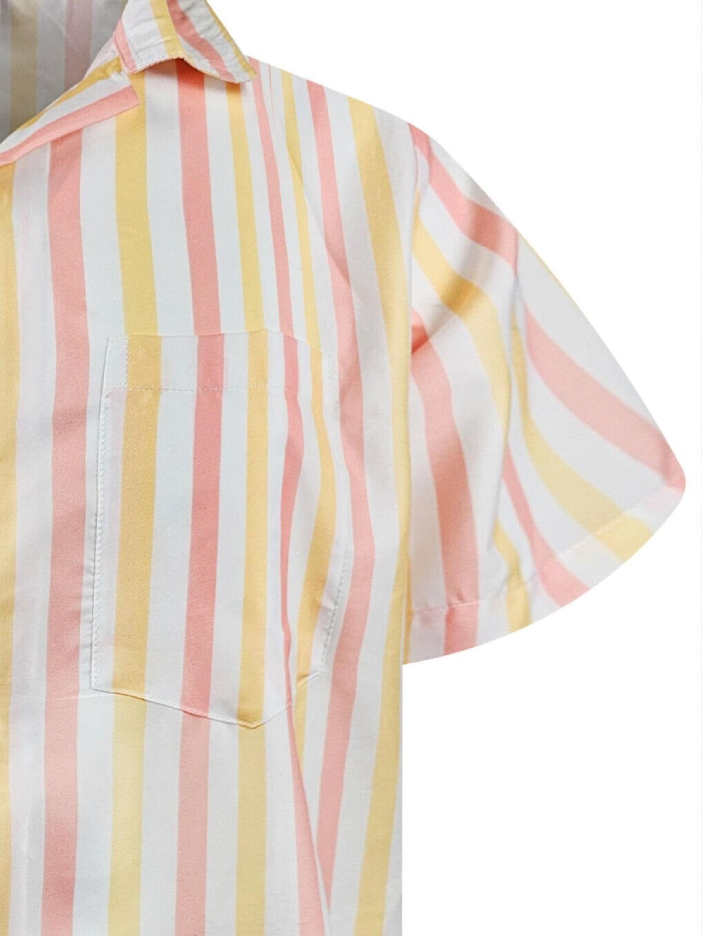 King Kameha Shirt 'Stripes' in Geel