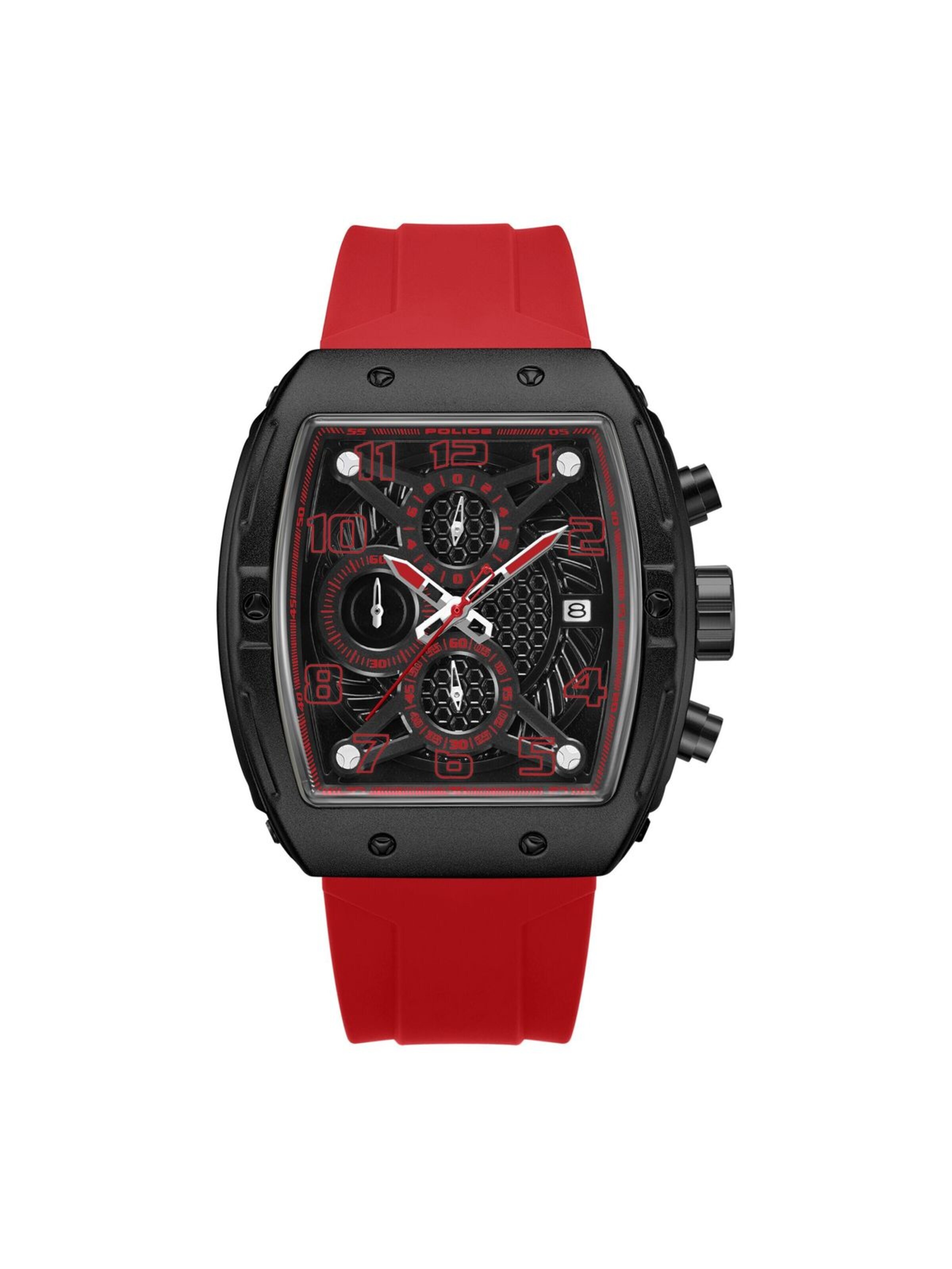 Montre à affichage analogique 'Police - Chronograph Coswig - Quartz watch movement - Watch case width: 46 mm' POLICE en rouge : devant