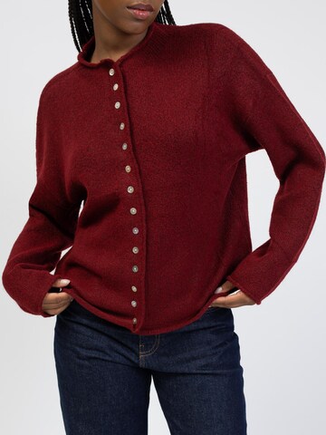 BROKE + SCHÖN Knit Cardigan 'Strickjacke mit Stehkragen' in Red