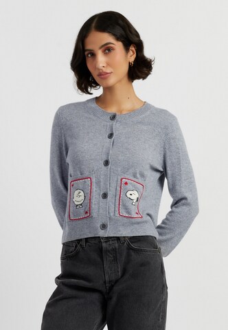 Chinti & Parker Gebreid vest 'Snoopy & Charlie Brown' in Grijs: voorkant