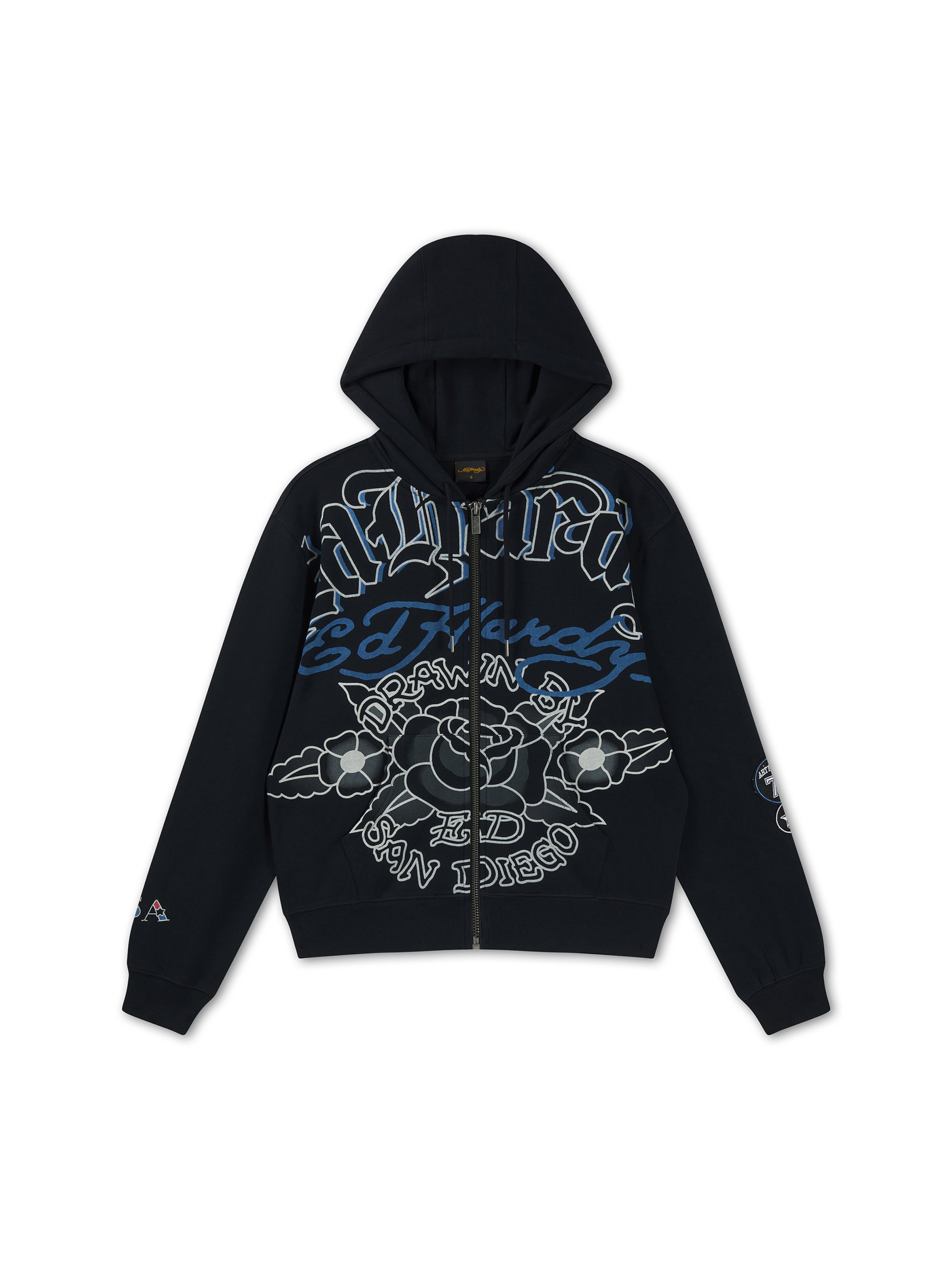 Ed Hardy - Sudadera con cremallera 'Gothic Roses' en negro: frente