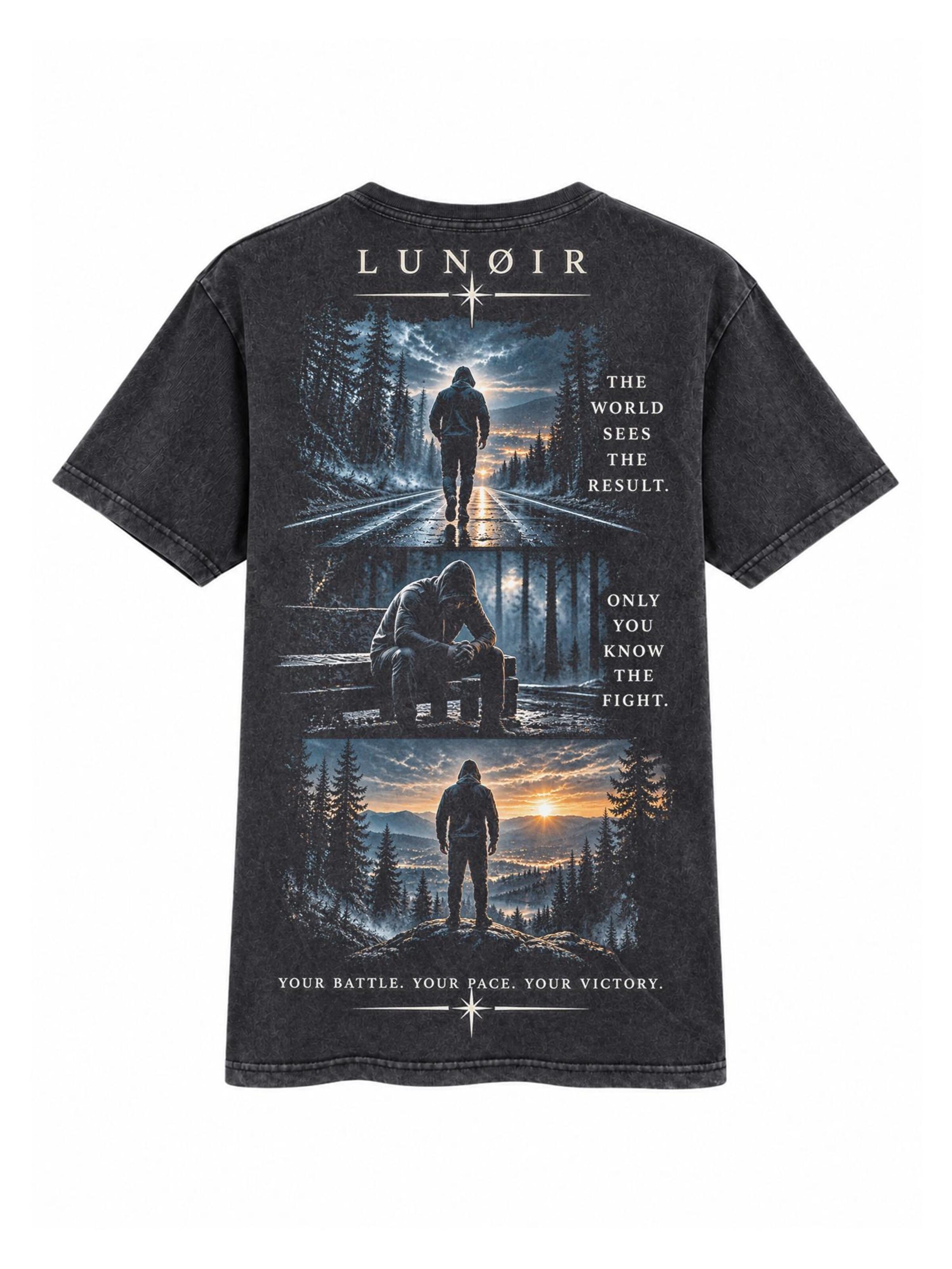 LUNØIR Studio Shirt 'Only You Know the Fight' in Zwart: voorkant