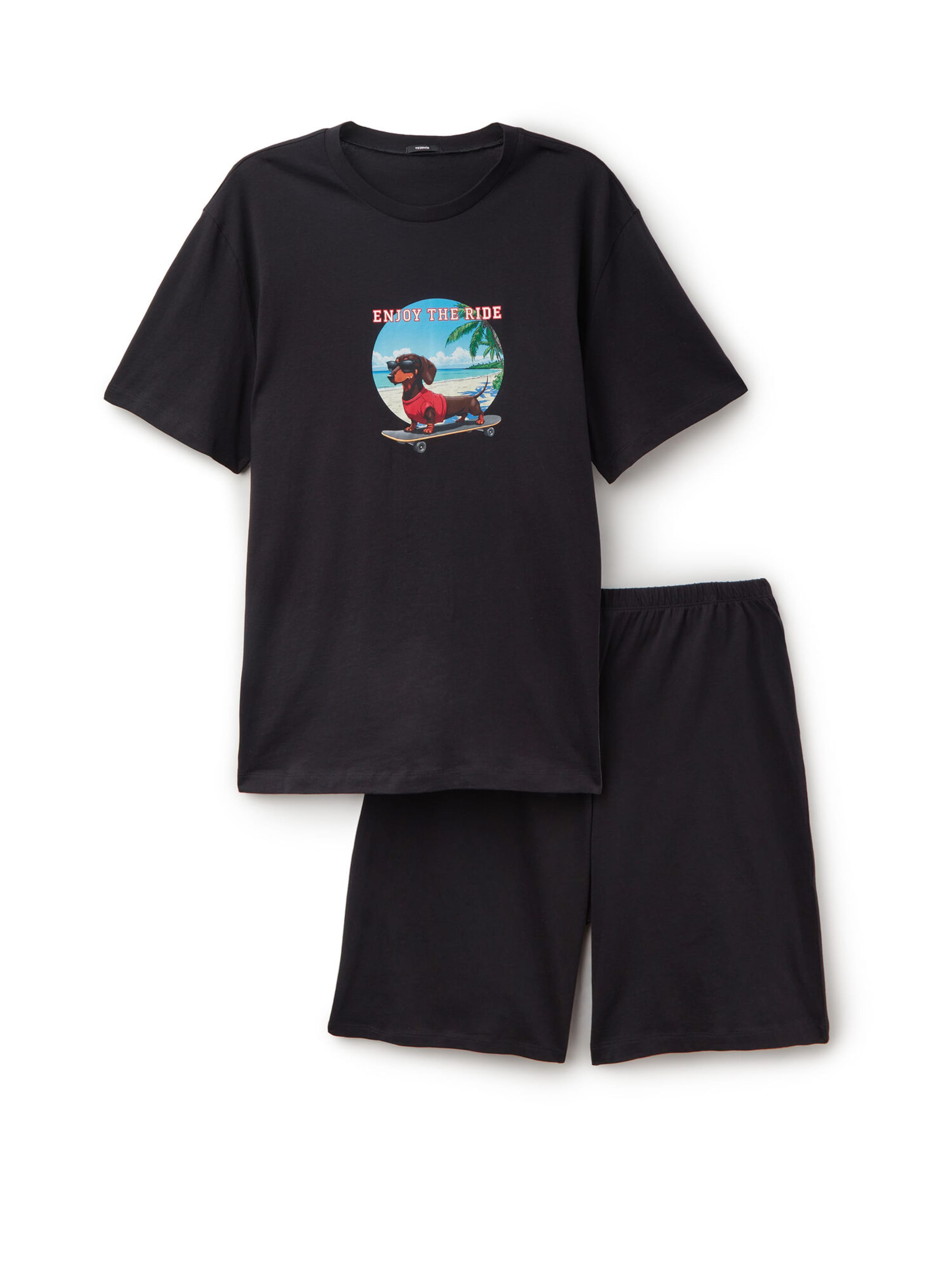 Tezenis Short Pajamas in Black: front