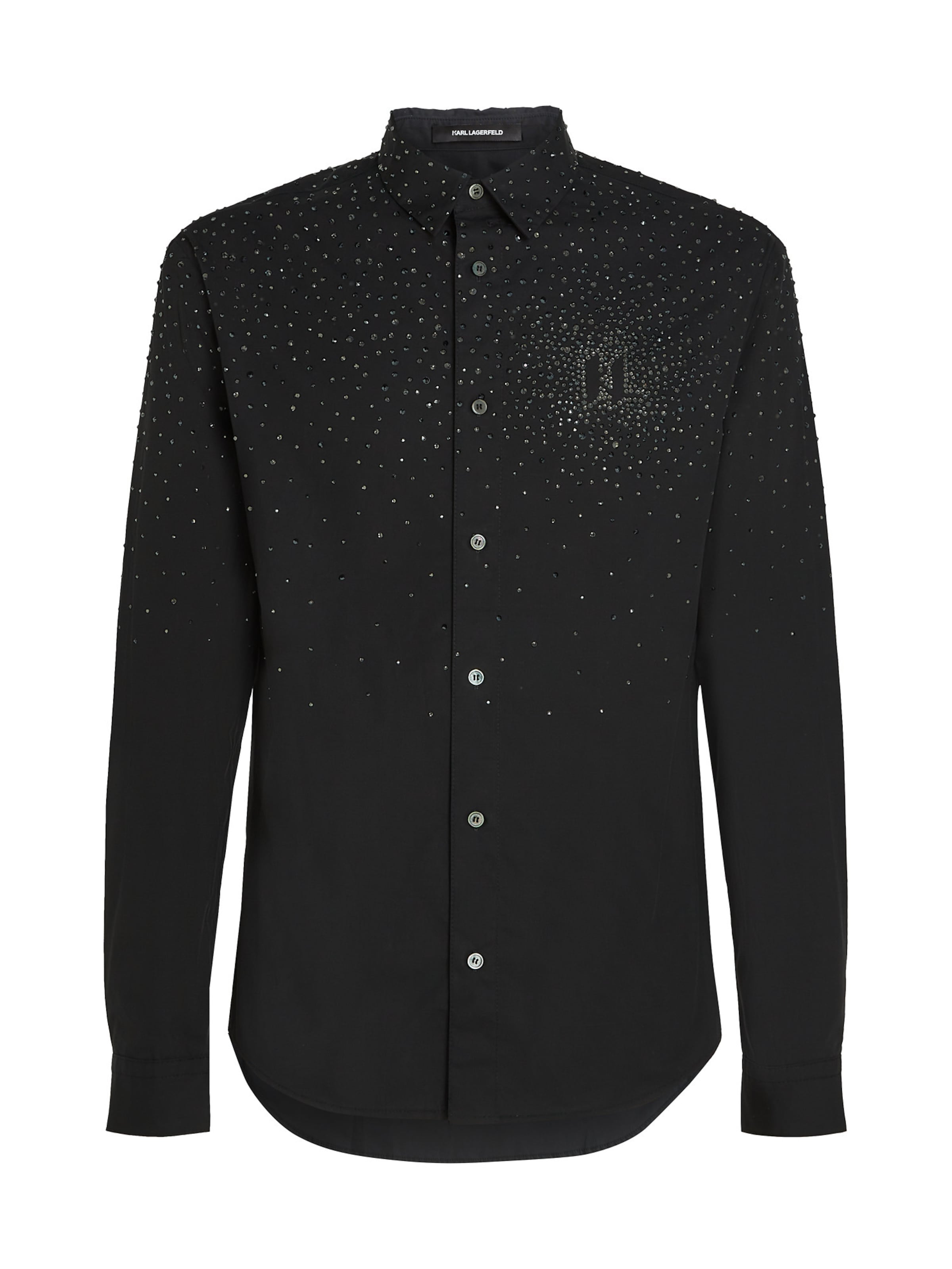 Karl Lagerfeld Regular fit Srajca 'RHINESTONE DEGRADÉ' | črna barva: sprednja stran