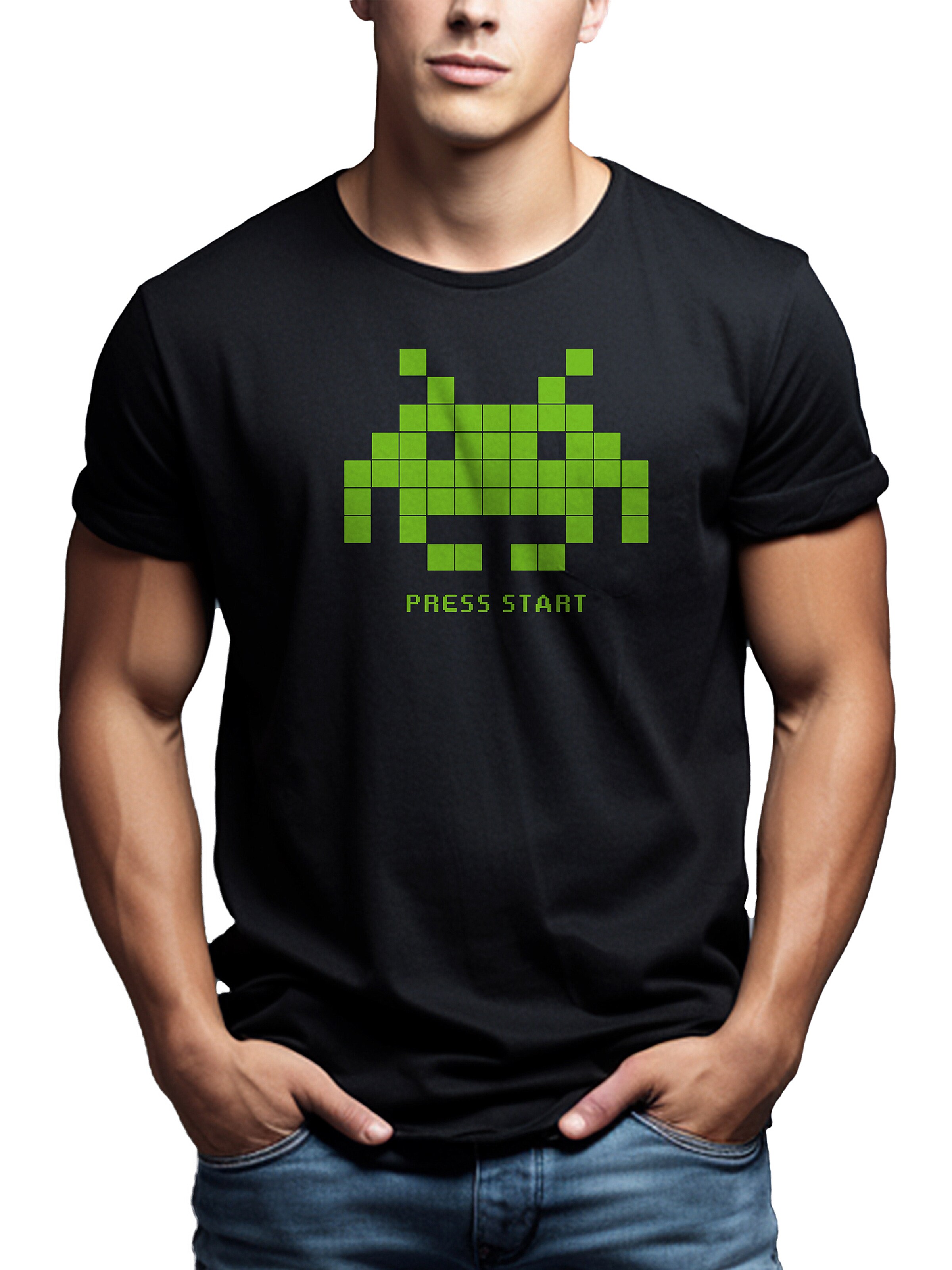 MAKAYA Shirt 'Press Start Invader' in Black
