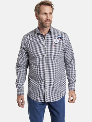 Jan Vanderstorm Comfort fit Button Up Shirt ' Svartkell ' in Blue: front