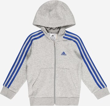 ADIDAS SPORTSWEAR Athletic Zip-Up Hoodie 'Essentials 3-Stripes' in Grey: front