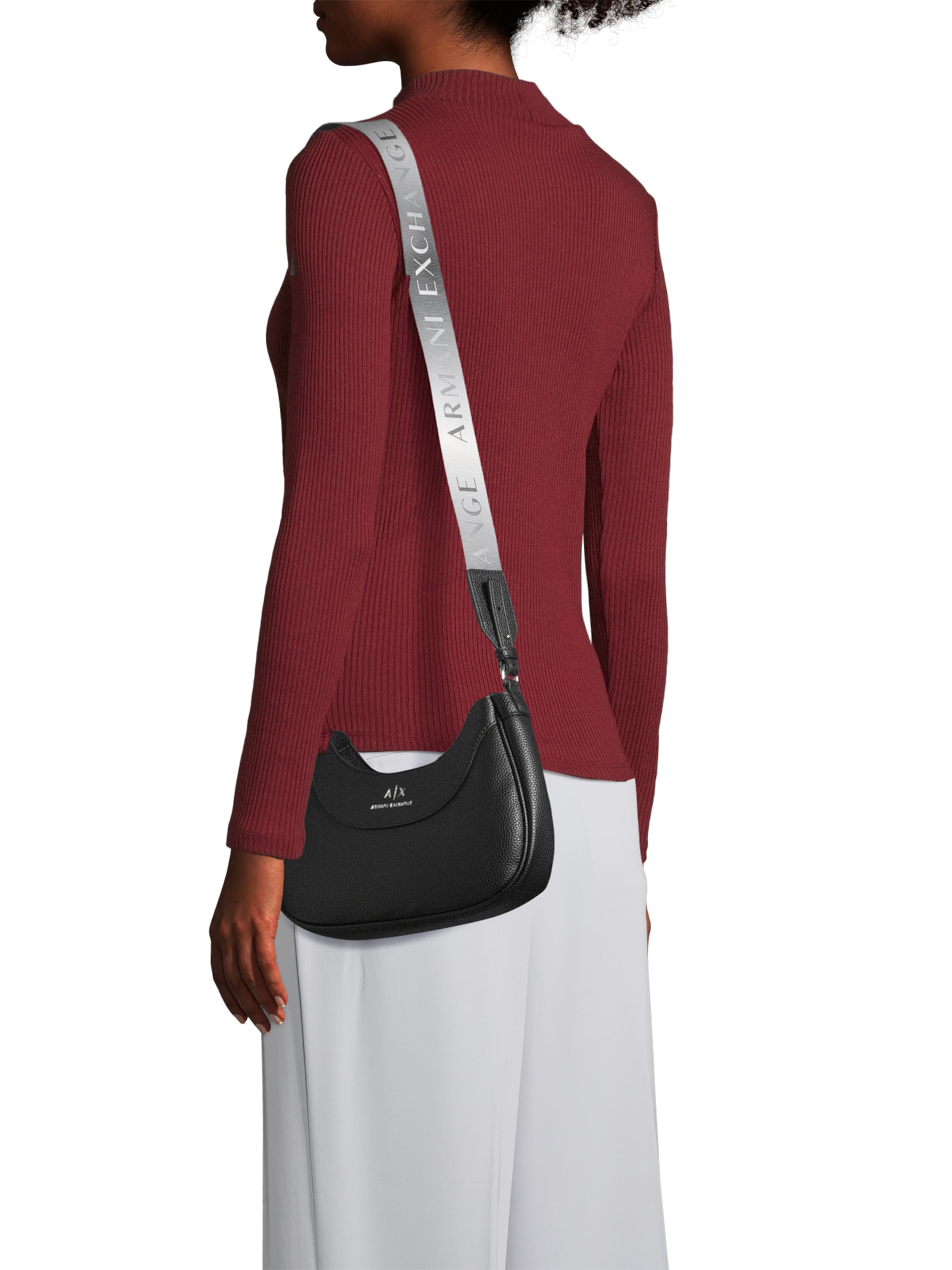 ARMANI EXCHANGE Taška přes rameno 'HOBO' – černá: přední strana