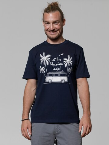 T-Shirt 'Let the adventure begin' Watapparel en bleu : devant
