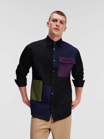 Karl Lagerfeld Comfort fit Button Up Shirt in Black: front