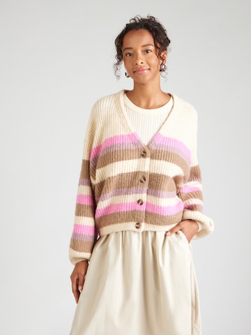 ROXY Cardigan 'MARBLE TILES' i beige: forside