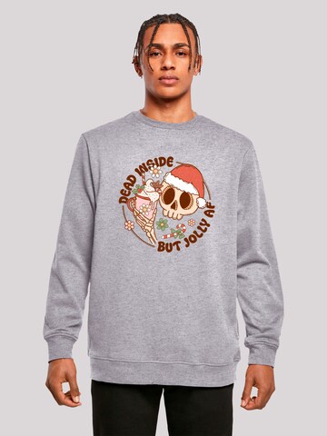 F4NT4STIC Sweatshirt 'Dead inside but jolly AF Christmas' in Grey: front