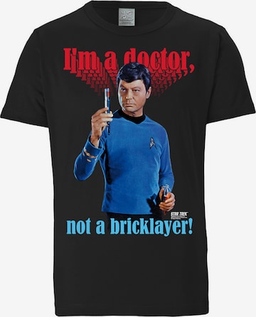 LOGOSHIRT Shirt 'Star Trek - Dr. McCoy' in Zwart: voorkant