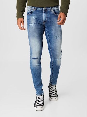 Only & Sons Skinny Jeans 'Warp' in Blue: front
