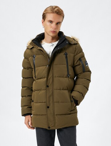 Koton Between-Seasons Coat in Green: front