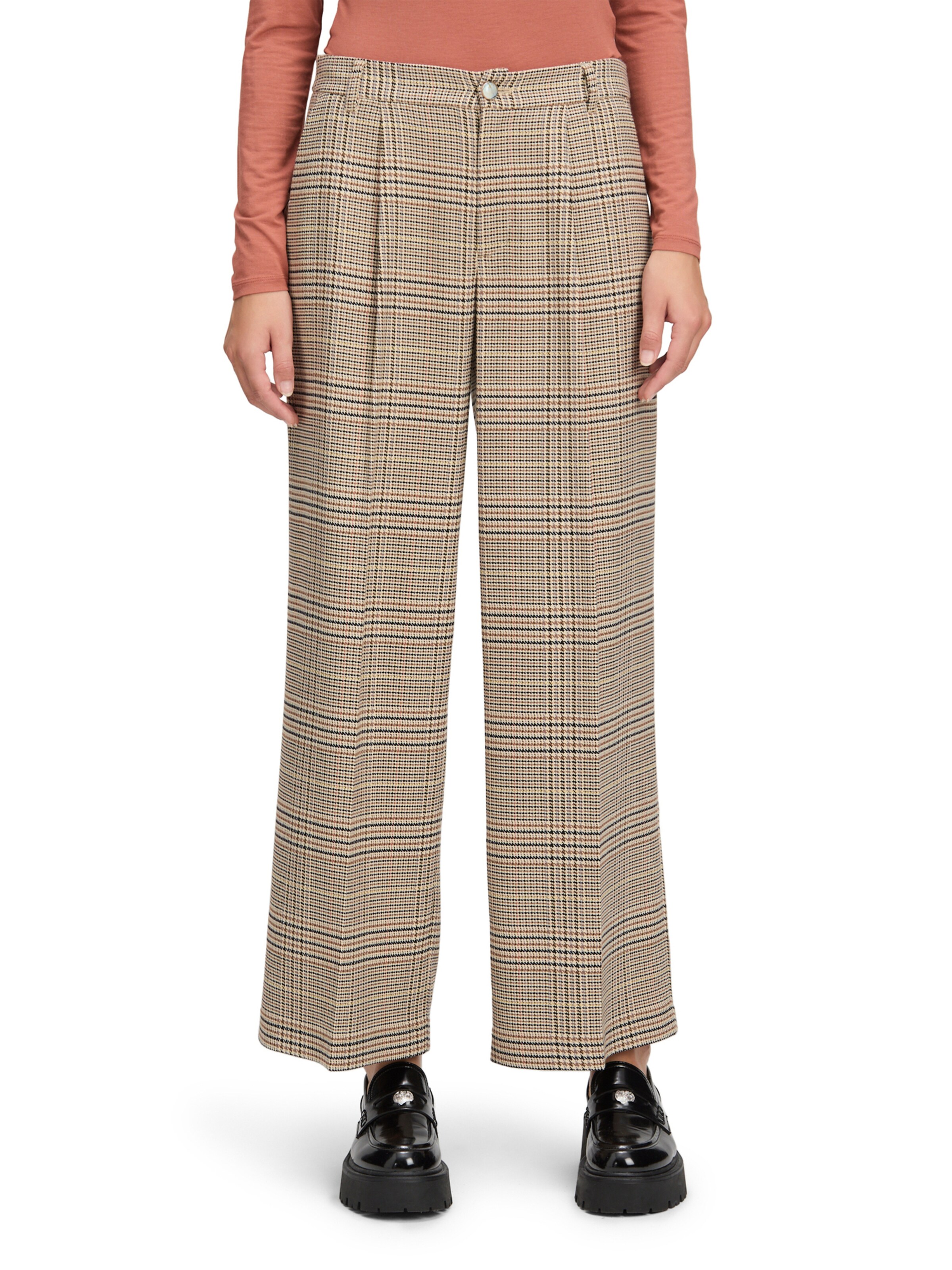 Cartoon Wide leg Pleat-front trousers in Brown: front