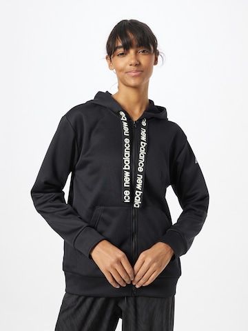 new balance Athletic Zip-Up Hoodie in Black: front