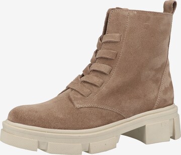 ILC Lace-Up Ankle Boots in Beige: front