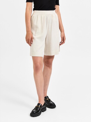 SELECTED Wide Leg Bukser 'Rami' i beige: forside