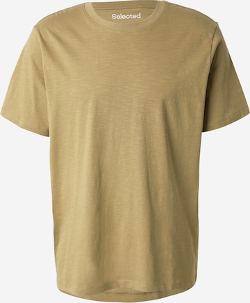 T-Shirt 'SLHASPEN' SELECTED en vert : devant