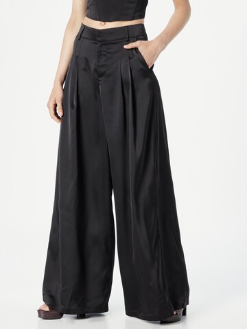 Misspap Wide leg Pleat-Front Pants in Black: front