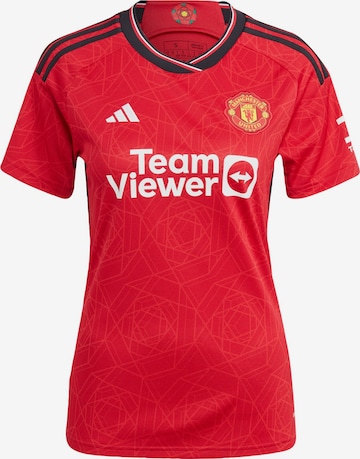 sarkans ADIDAS PERFORMANCE Sportiska stila krekls 'Manchester United 23/24': no priekšpuses