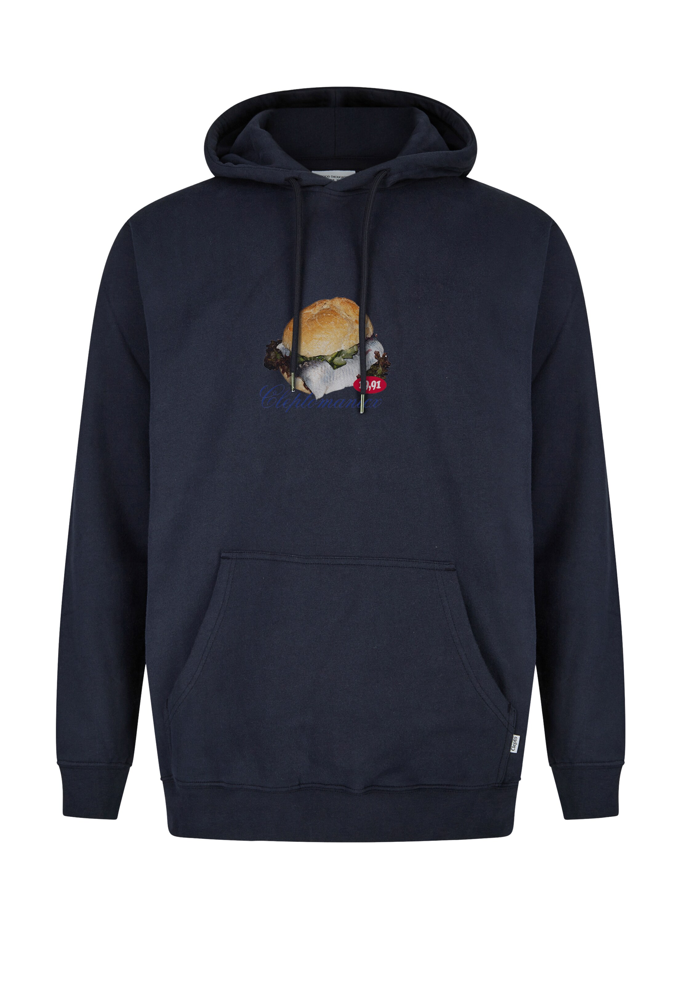 Cleptomanicx Kapuzenpullover 'Boxy Hooded WTFISH' in Blau: Vorderseite