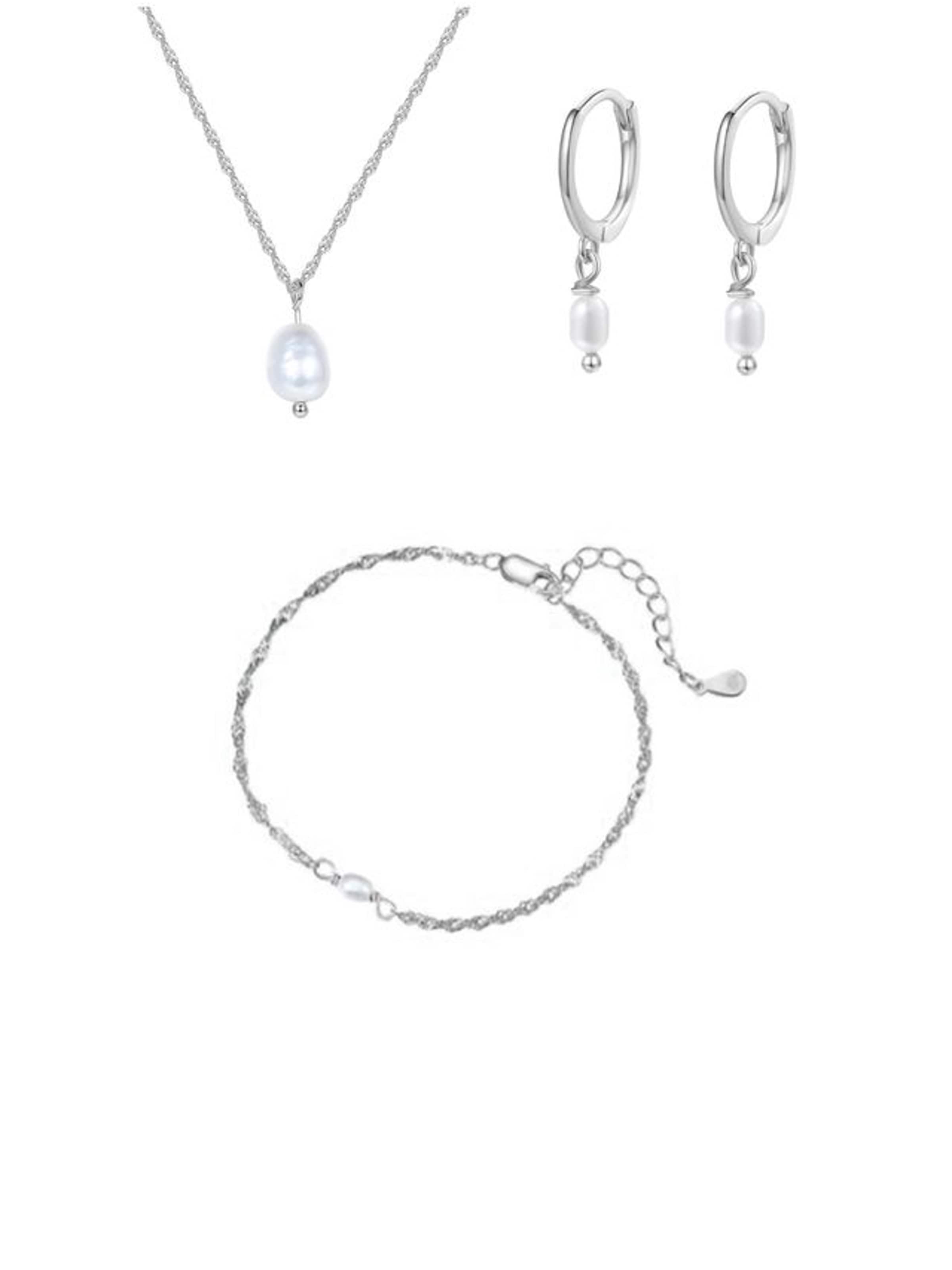 Hey Happiness - Conjunto de joyería 'Luna' en plata: frente