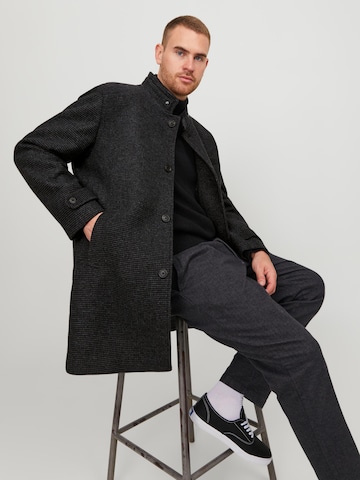 Jack & Jones Plus Between-Seasons Coat 'Melton' in Grey