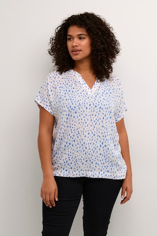 KAFFE CURVE Blouse 'Canny' in Blauw: voorkant