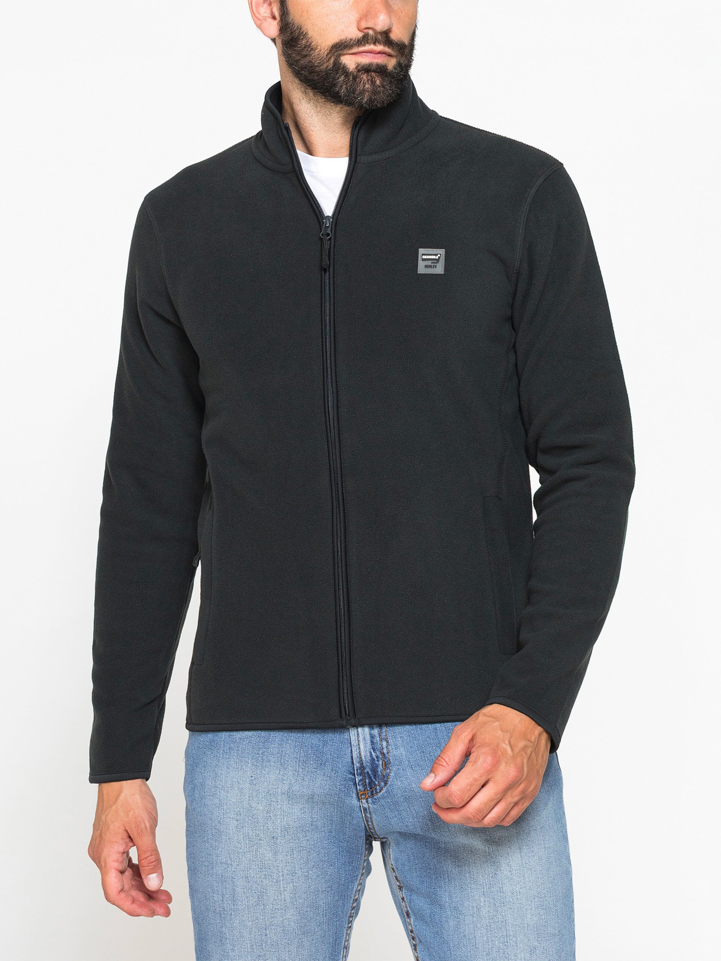 Carrera Jeans Fleece jacket 'Central Zip' in Green: front