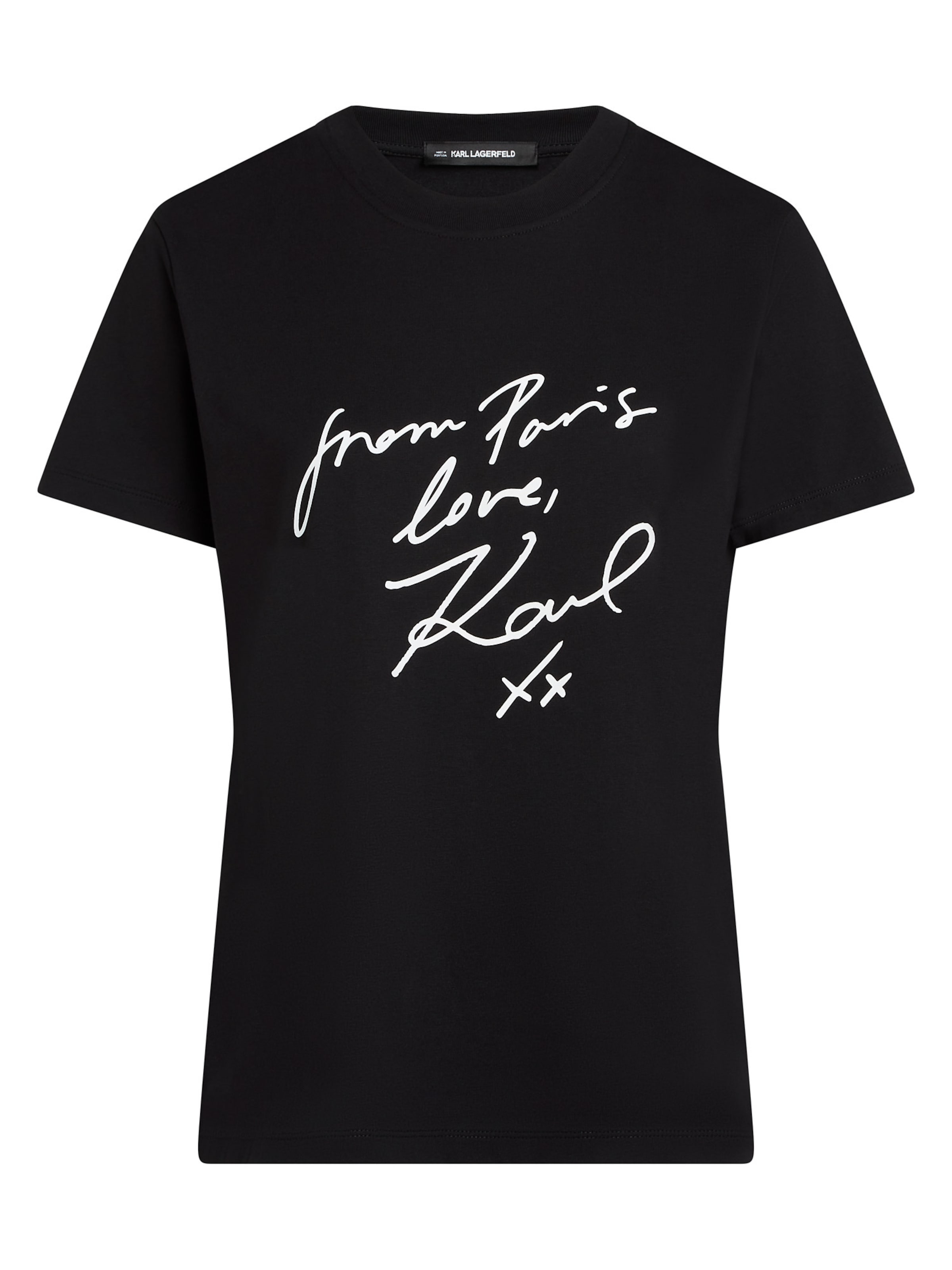 Karl Lagerfeld Μπλουζάκι 'With Love' σε μαύρο: μπροστά