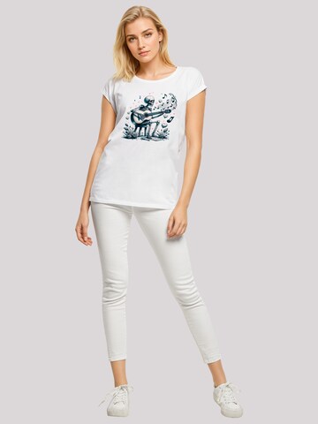 F4NT4STIC Shirt 'Skelett spielt Gitarre, Musik, Liebe' in Wit